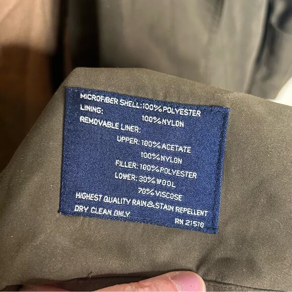 Lauren Ralph Lauren Trench Coat Jacket Wool Lined Removable Button Up Belted 40R - Picture 9 of 9